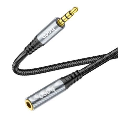 Hoco UPA20, Jack 3.5 mm (M) cable - jack 3.5 mm (F), 1 m, nylon, gray-2