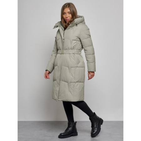 Coat insulated winter female, size 42, green color-2