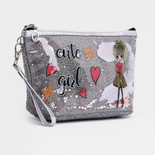 Lightning cosmetic bag, gray color