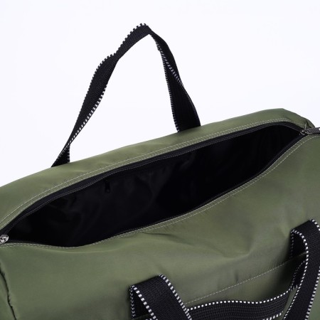 Road bag on lightning, 3 outer pockets, a suitcase holder, khaki color-2
