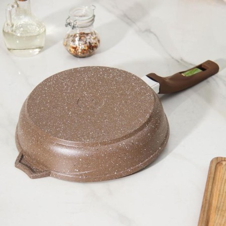 Granite Brown pan, d = 22 cm, plastic handle, anti -stick coating, brown color-2