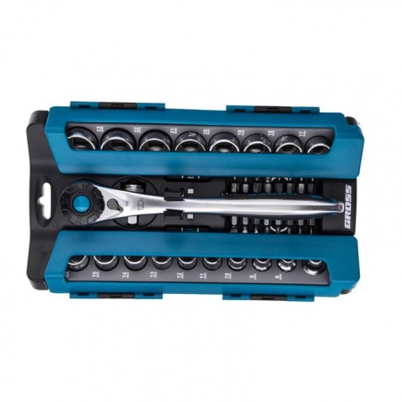 Set of end heads GROSS 14145, 36 items, rattle 120 teeth, 1/2 ", 3/8", CRV