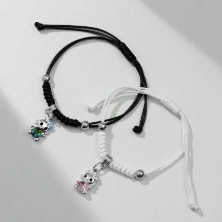 Bracelets "Demetrons" cats with a bow, black and white color, 7 cm-3