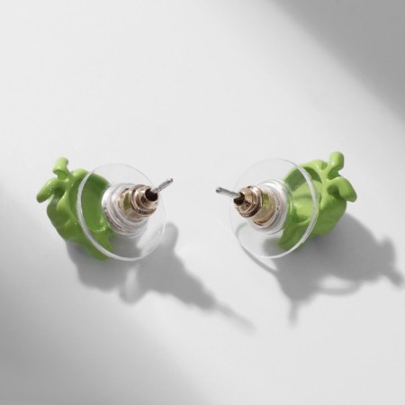 Earms with enamel "Montrustics" with horns and legs, green color-1