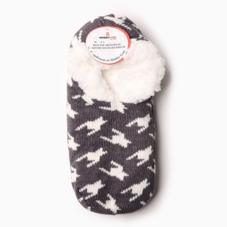 Women's socks with fur inside "Goose foot", gray color, rr 36-40-2