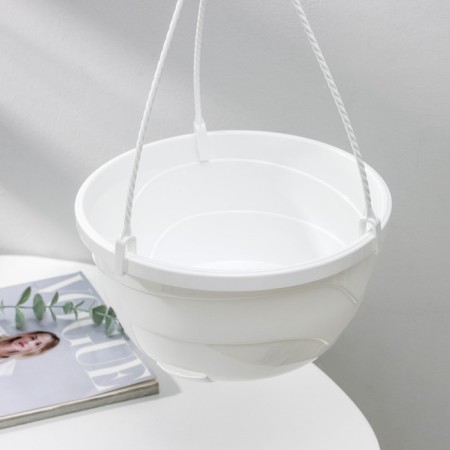 Street Kashpo with basal watering "Malva", 4.7 liters, white color, suspension as a gift-3
