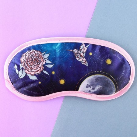 Bilateral Mask for sleep “Time of Stunning Ideas”, 19.3 x 9.5 cm, white color - blue-1