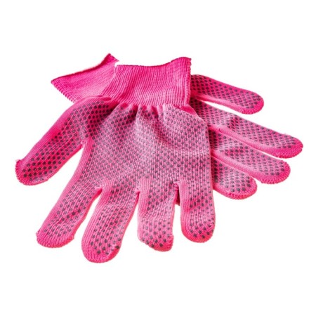 Gloves of nylon garden, knitting class 13, with PVC points, size 9, fuchsia-2