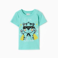 T -shirt for a boy, menthol color, height 80 cm