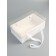 Gift box with a bow, handles and a transparent lid 35 x 21 x 15 cm white