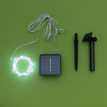 Garland “thread” 10 m dew, IP44, silver thread, 100 led, white glow, 2 modes, solar battery-4