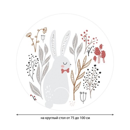 Tables on the table “Bunny in flowers”, round, oxford, elastic band, size 120x120 cm, diameter 75-100 cm-1