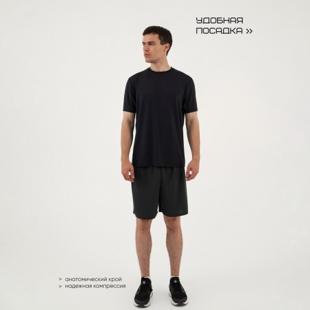 Men's T -shirt with inserts, basic, size m (48), black color-1