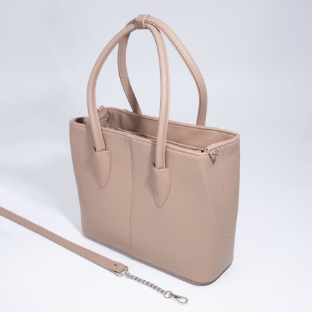 Bag-tout El Masta with a zipper, beige color-5