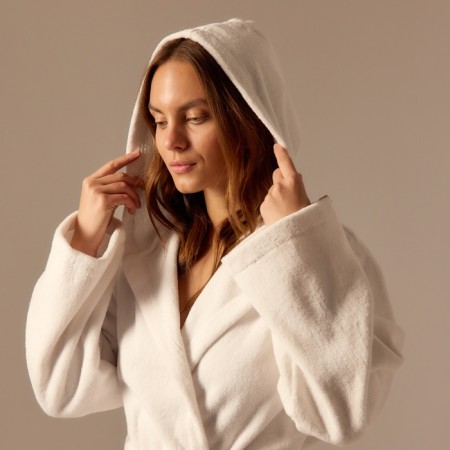 Terry robe with a hood Women's SL Home: Basic "Blanc de Blanc", Rr. M, 100% HL, 420 g/m2-1