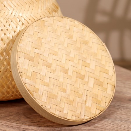 VAZ with a lid weaved, from bamboo 21*21*20.5 cm-4