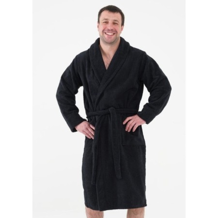 Male bathrobe with a shack, size 44-46, black color