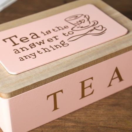 Casket tree with divisions "Tea" pink with gold 7.5x15x23 cm-4