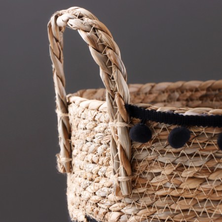 Storage basket "Colombia", with handles, 28 x 28 x 17 cm, natural, black-2