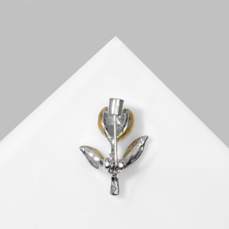 Brooch "Flower" Bun Rose, the color of a white-gold in silver-2