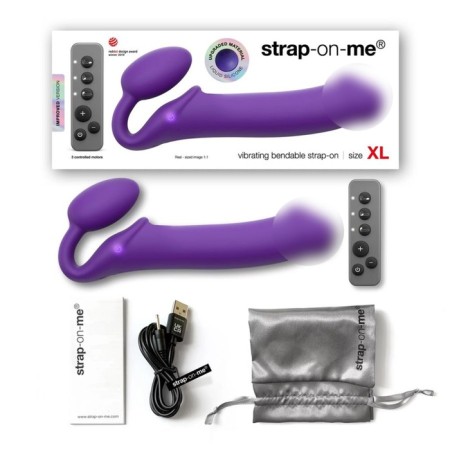 Vibrostron Strap-on-me with 3 engines, purple, XL, 18 cm-2
