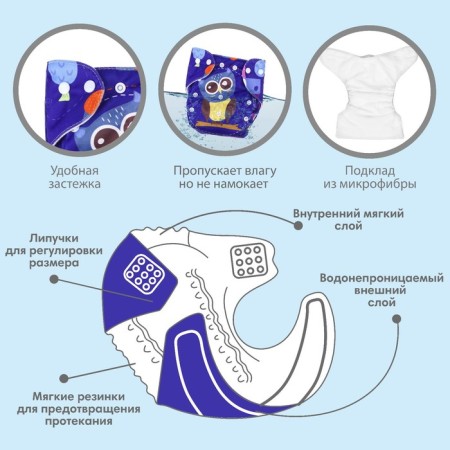 Reusable diaper "owl"-1