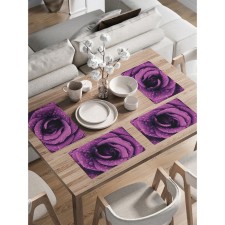 A set of napkins for setting the Rose in the dew, rectangular, rounded edges, size 30x46 cm, 4 pcs