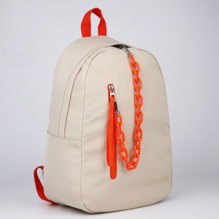 School textile school with pocket, beige color, 45x30x15 cm-5