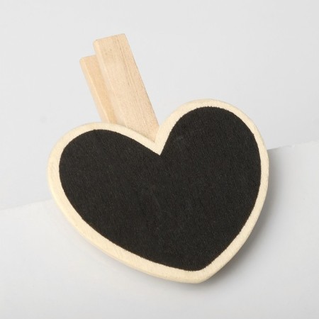 Cretaceous price tag "on the clothespin" 6.6 × 7.2, heart, (packing 10 pcs.), Black color-1