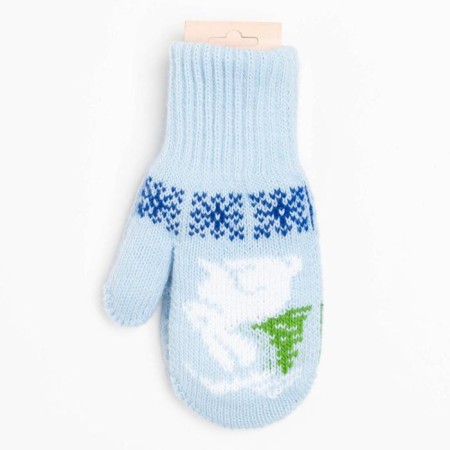 Double children's mittens, blue color, size 10 (0-3 years)-3