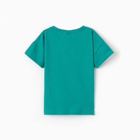 Baby T -shirt with a lowered shoulder, green color, height 116 cm-3