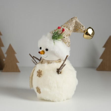 Souvenir Textile "Snowman fur with a twig on a hat" 9.5x9.5x16 cm-2