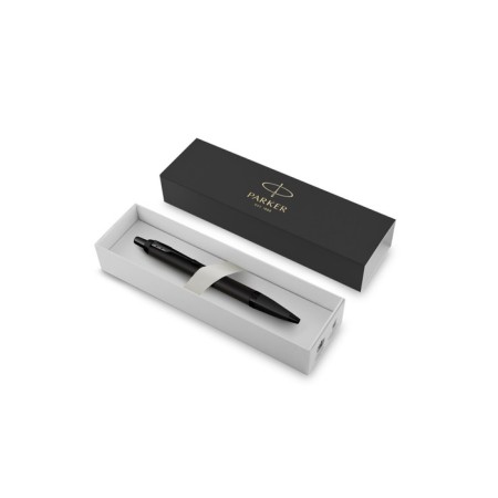 Ballpoint pen Parker Im Achromatic Black BT, stainless steel case, black matte, blue ink-2