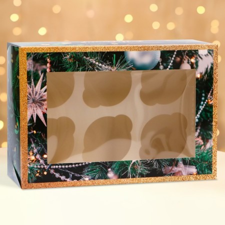 New Year. Box for 6 cupcakes with a window of "sweet moments", 25 x 17 x 10 cm, packaging-1