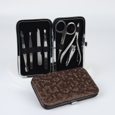 Manicure set, 7 items, in case, brown color