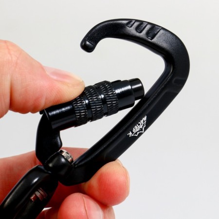 Carabiner with a bayonet coupling and a vertluge, 9x4 cm, 400 kg, mix-4