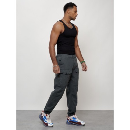 Cargo jeans men, size 54, dark gray color-2