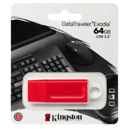 USB flash drive 64 GB Kingston DT Exodia Red KC-U2G64-7GR / USB 3.2 / White Ring