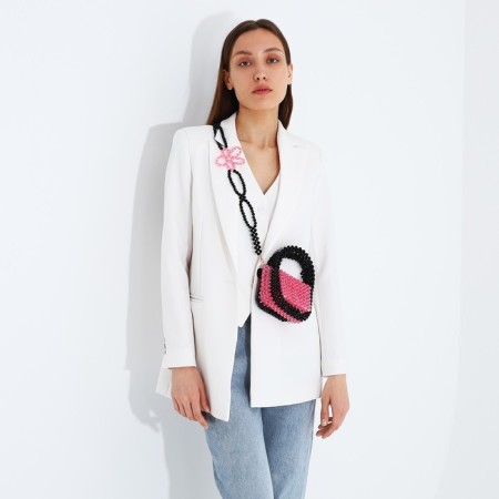 Bag-clate on magnet, long belt, pink color-5