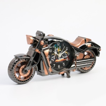 Clock - desktop's alarm clock "Retro motorcycle", discrete move, d -7.5 cm, 27 x 13 cm, aa-2