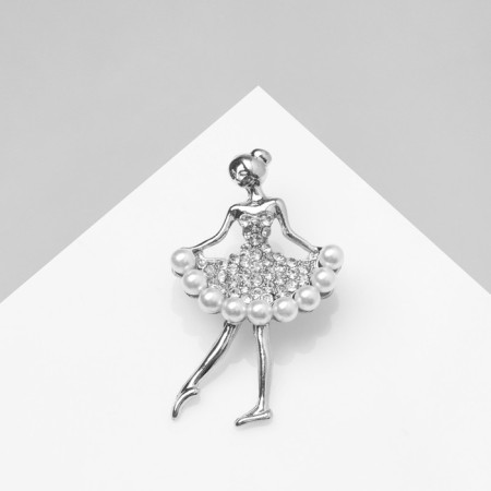 Brooch "Ballerin", white color in silver-1