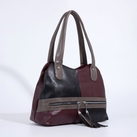 Bag-tout on zipper, dark red color-2