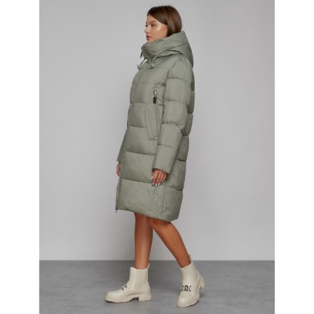 Coat insulated winter female, size 42, green color-1