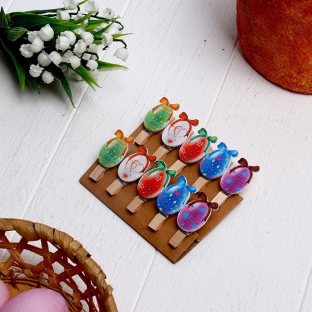Decorative clothespins with a rope for the suspension "Easter eggs" set 10 pcs.-7