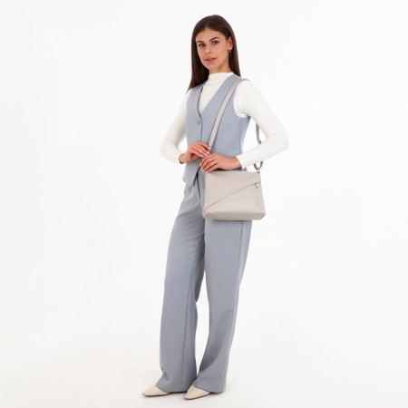 Cross-Bodi Bag on a zipper, the color is gray-beige-7