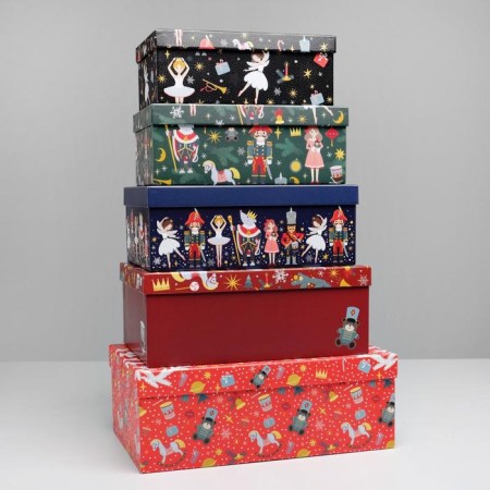 A set of gift boxes 5 in 1 "Nutcracker", 32.5 x 20 x 12.5 - 22 x 14 x 8.5 cm, New Year-2