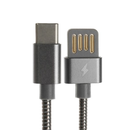 Type -C cable - usb, 2.1 a, metal braid, 1 meter, black-1
