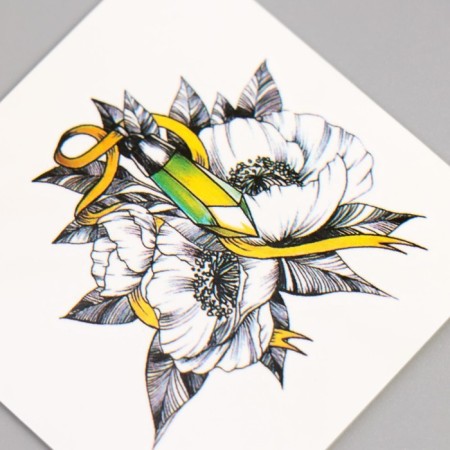 Tattoo on the body color "Crystal and flowers" 6x6 cm-1