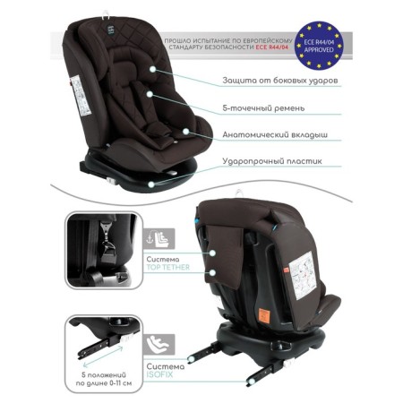 AMAROBABY BRILIANT, ISOFIX fastening, class D, group 0+/1/2/3 (0-36 kg), brown color-6