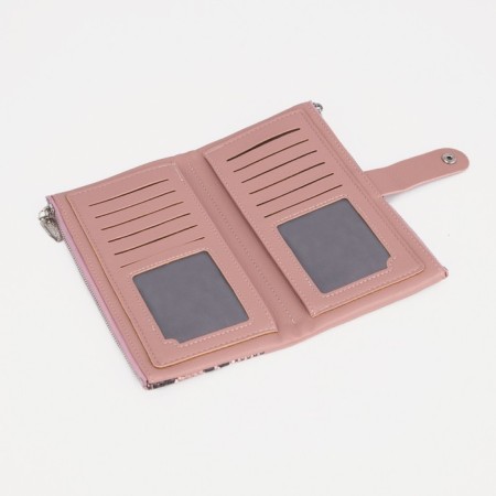 Women's wallet on the button, pink color-2